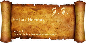 Frics Herman névjegykártya